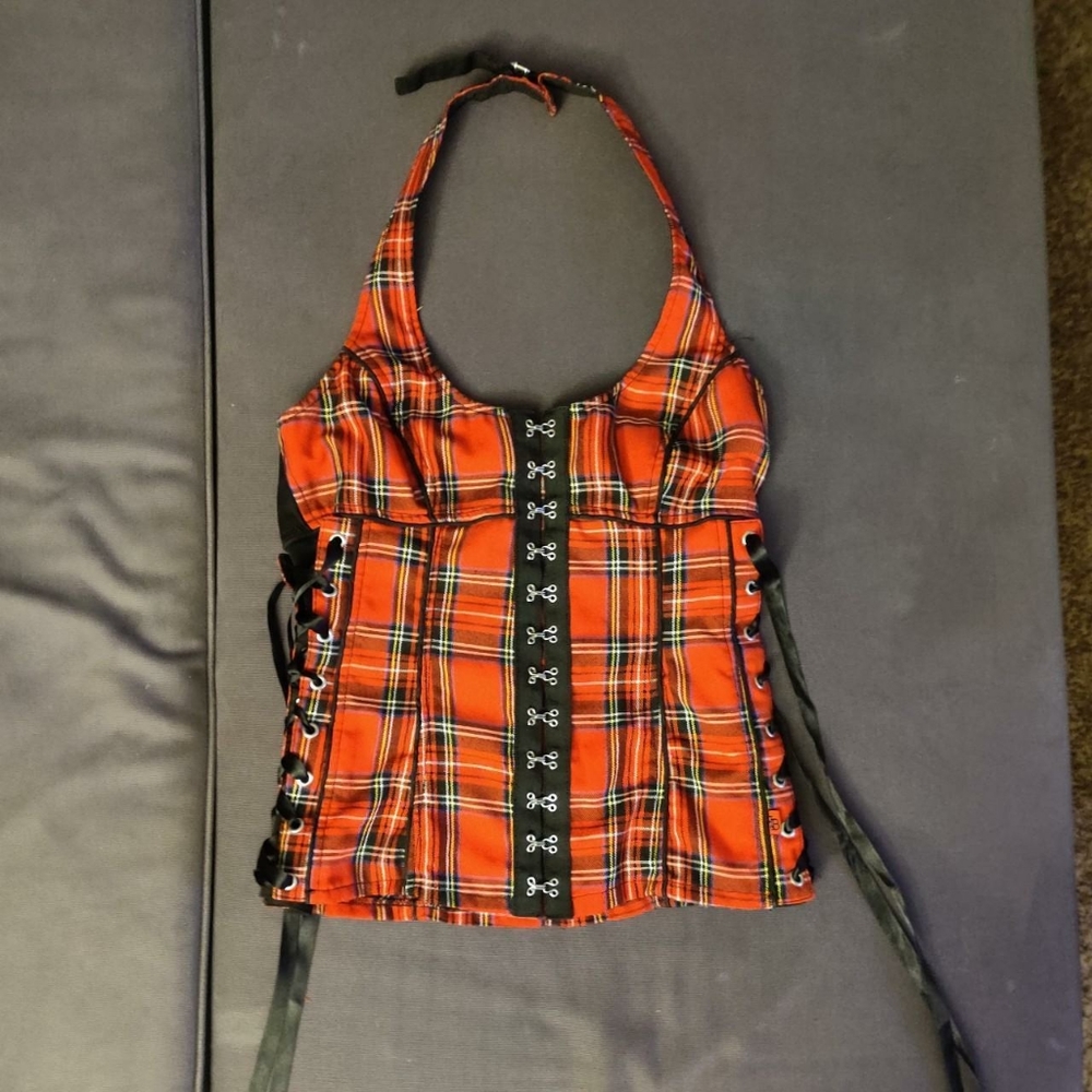 Royal Bones by Tripp NYC Plaid Corset Top Size Medium